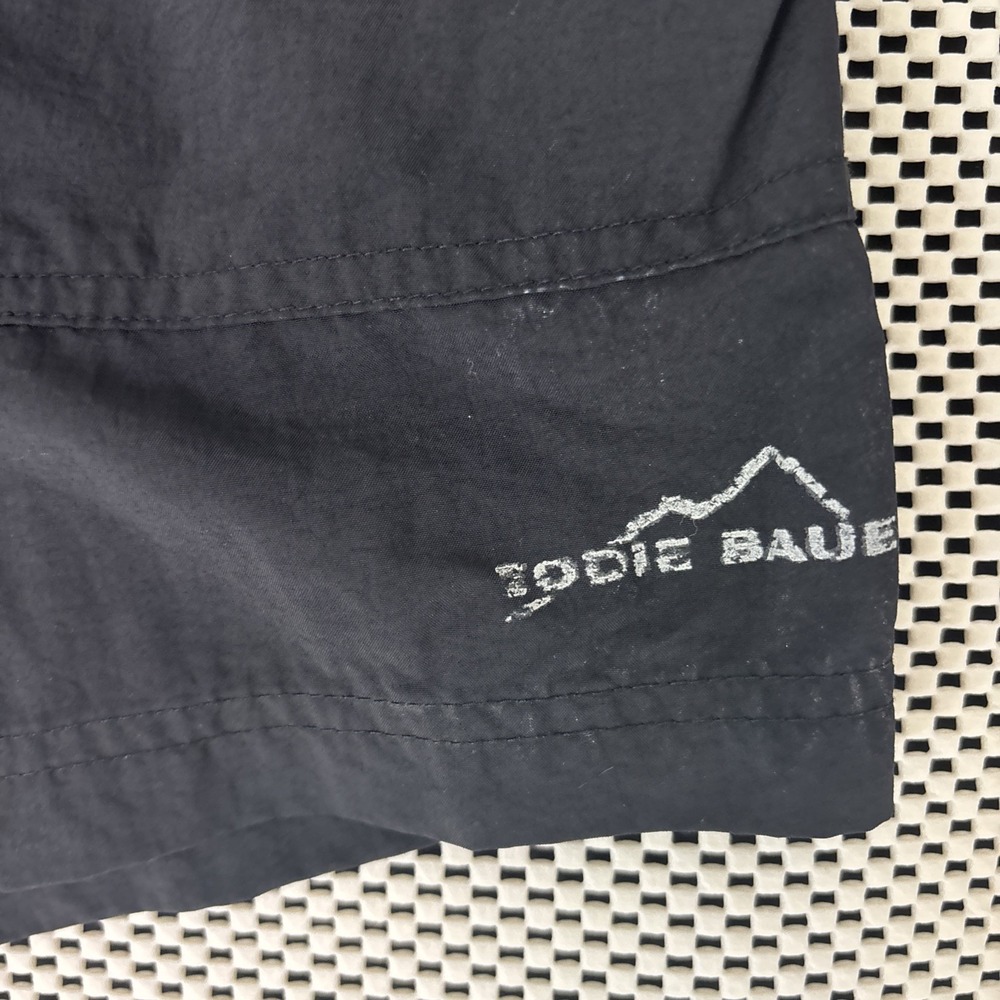 Eddie Bauer Mens Black Cargo Shorts XL Elastic Waist Hiking Fishing Outdoor Mesh - Picture 3 of 7